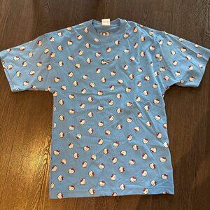 NIKE HELLO KITTY UNIVERSITY BLUE ALL OVER PRINT AOP TSHIRT SIZE XS